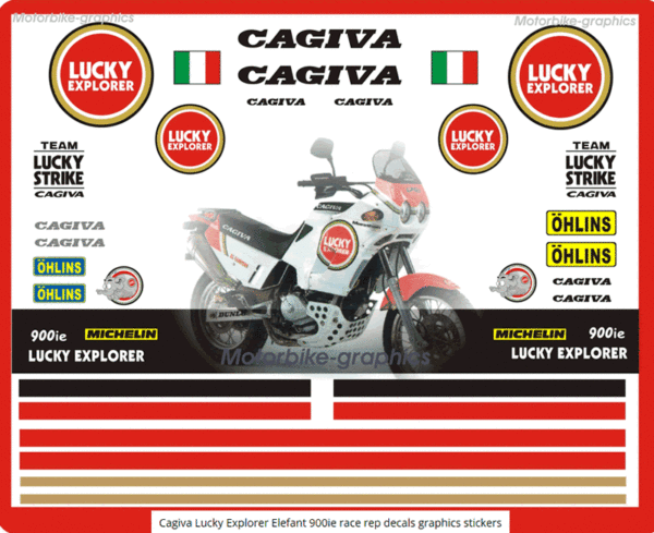 Cagiva Lucky Explorer Elefant 900ie Race Rep Decals Graphics Stickers