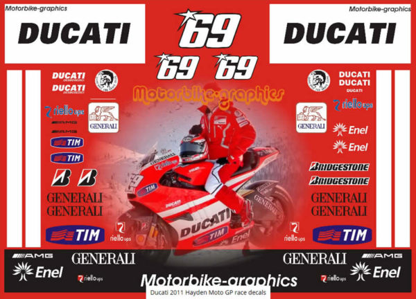 Ducati 2011 Hayden Moto GP Race Decals