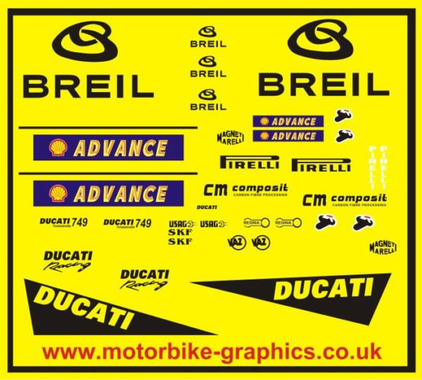 Ducati Breil Yellow Race Rep Decals Graphics Stickers