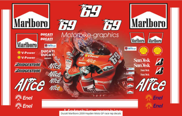 Ducati Marlboro 2009 Hayden Moto GP Race Rep Decals