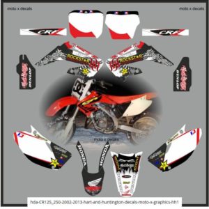 Honda CR125 CR250 2002-2013 Hart and Huntington Decals MotoX HH1