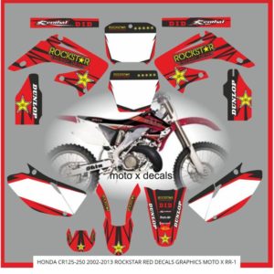 HONDA CR125-250 2002-2013 ROCKSTAR RED DECALS GRAPHICS MOTO X RR-1