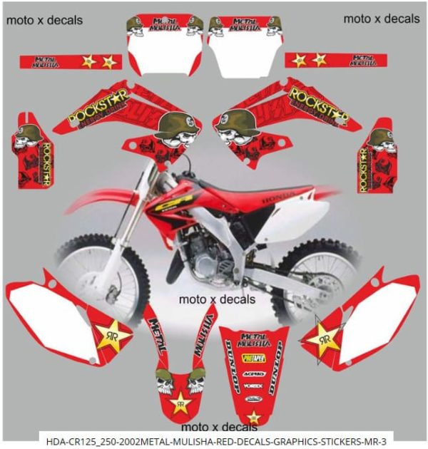 Honda CR125 CR250 2002 Metal Mulisha Red Decals MR3