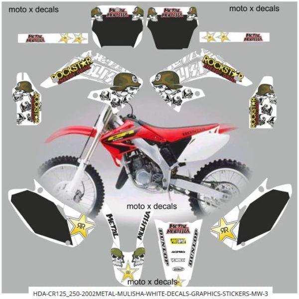 Honda CR125 CR250 2002 Metal Mulisha White Decals MW3