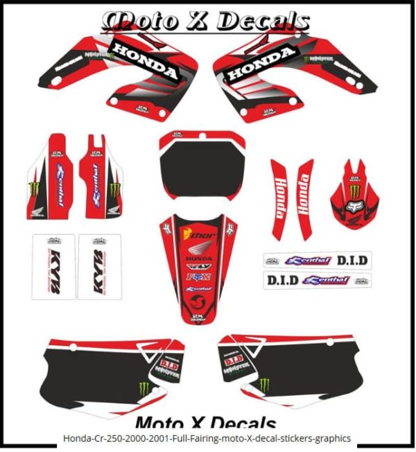 Honda CR250 2000-2001 Full Fairing MotoX Decal Stickers Graphics Design 2