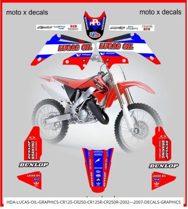 Honda Lucas Oil Graphics CR125 CR250 CR125R CR250R 2002-2007