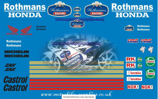 Honda Rothmans Race Rep Decals