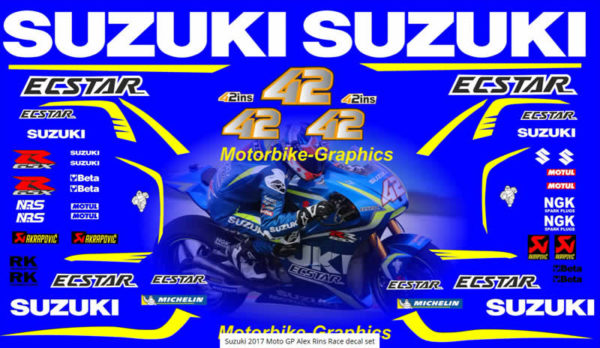 Suzuki 2017 Moto GP Alex Rins Race Decal Set