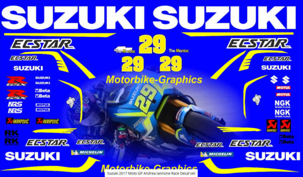 Suzuki 2017 Moto GP Andrea Iannone Race Decal Set