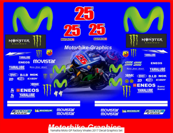 Yamaha Moto GP Factory Vinales 2017 Decal Graphics Set