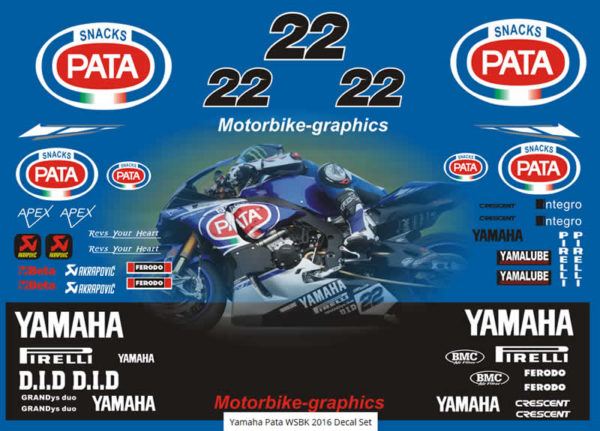 Yamaha Pata WSBK 2016 Decal Set