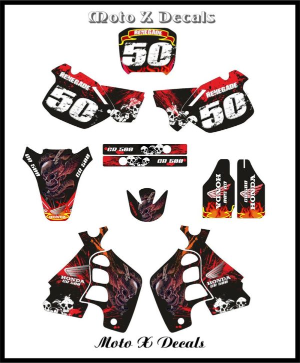 honda cr500 skull moto x decal set