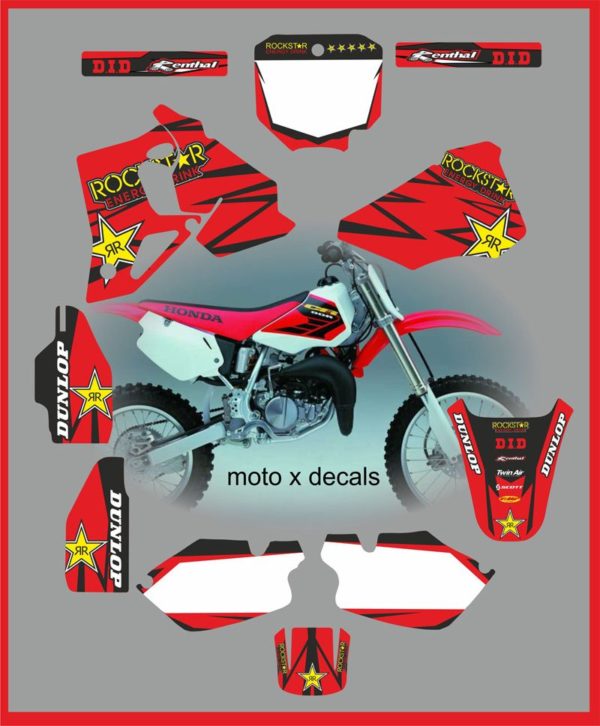 Honda CR80 1996-2002 ROCKSTAR RED DECALS GRAPHICS MOTO-X RR-2