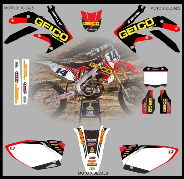 Honda CRF450-2008 Geico Full Moto X Decal Set