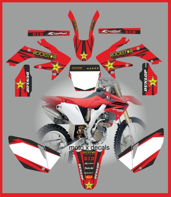 Honda CRF250 2004-2005 Rockstar Red Decals Graphics Moto X RR7