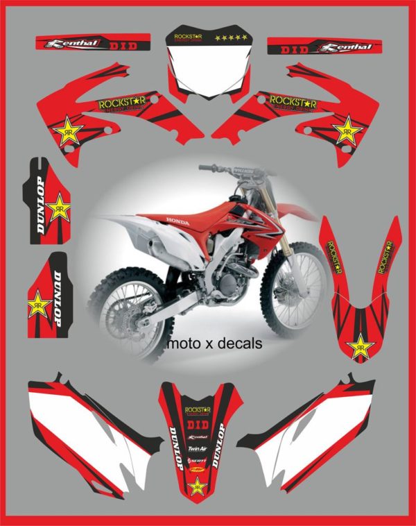 Honda CRF250 2010-2013 Rockstar Red Decals Moto X RR9