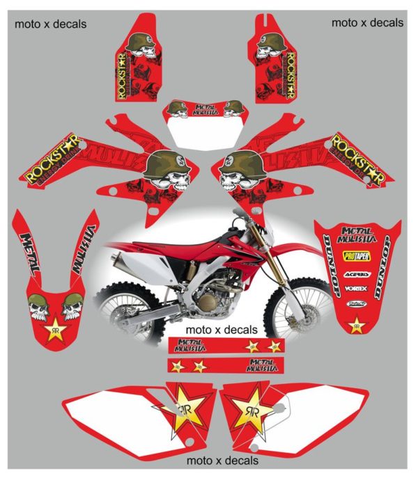 Honda CRF250X 2008 Metal Mulisha Red Decals MR11