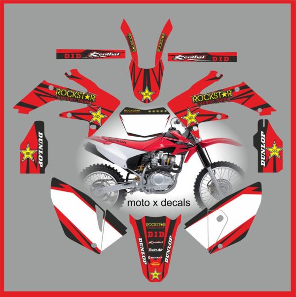 Honda CRF250X 2008 Rockstar Red Decals Graphics Moto X RR10