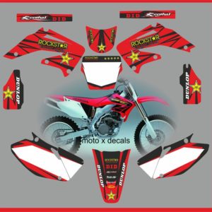 Honda CRF450 2002-2004 Rockstar Red Decals Moto X RR11