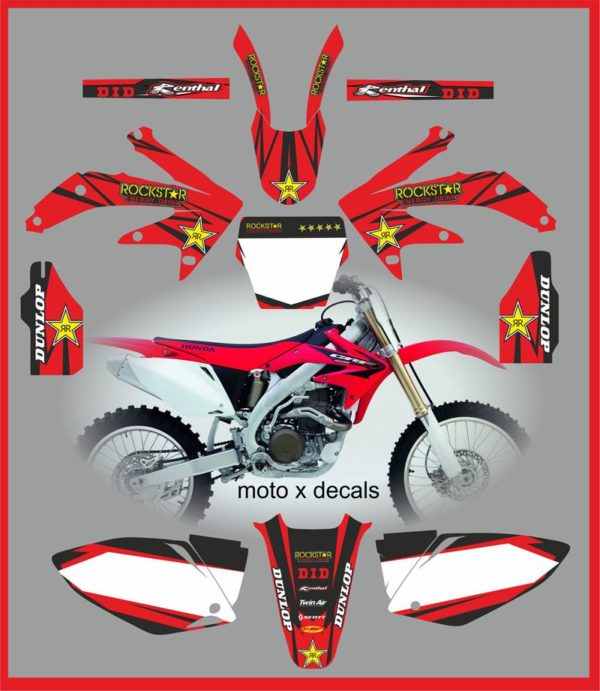 Honda CRF450 2005-2007 Rockstar Red Decals Graphics Moto X RR12