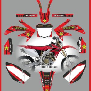 Honda CRF450 2008 Rockstar Red Decals Moto X RR13