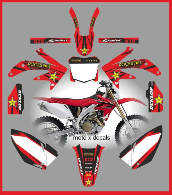 Honda CRF450 2008 Rockstar Red Decals Moto X RR13