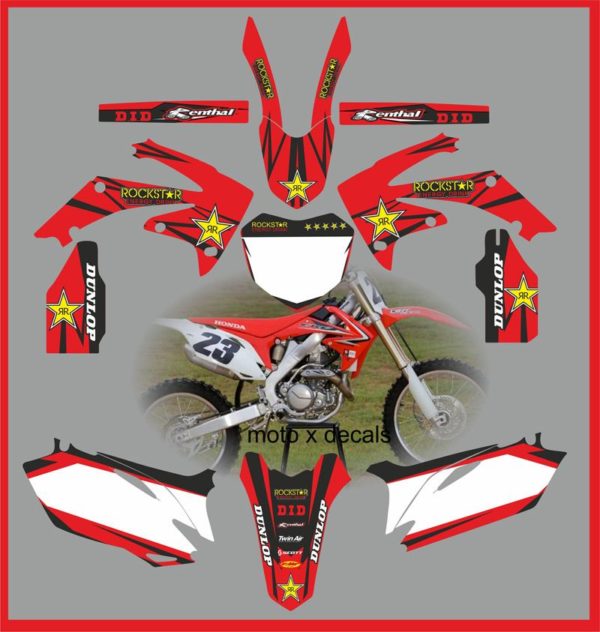 Honda CRF450 2009-2012 Rockstar Red Decals Graphics Moto X RR14