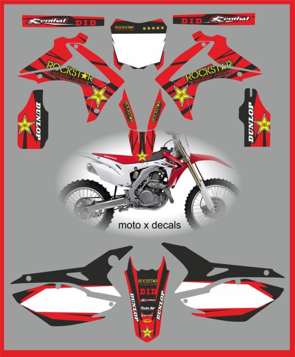 Honda CRF450 2013 Rockstar Red Decals Graphics Moto X RR15