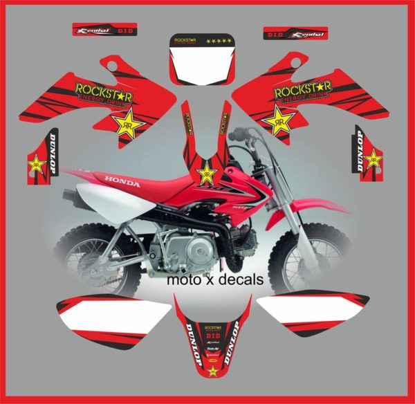 Honda CRF50 2004-2013 Rockstar Red Decals Graphics Moto-X RR-4