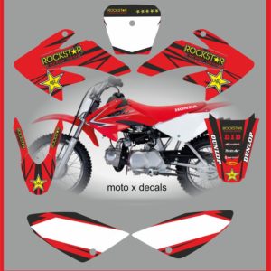 Honda CRF70 2007-2012 Rockstar Red Decals Graphics Moto X RR5