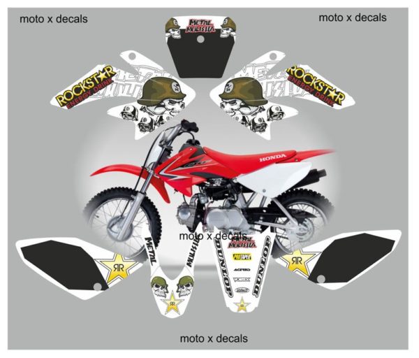 Honda CRF70 2007-2012 Metal Mulisha White Decals Graphics Stickers MW5