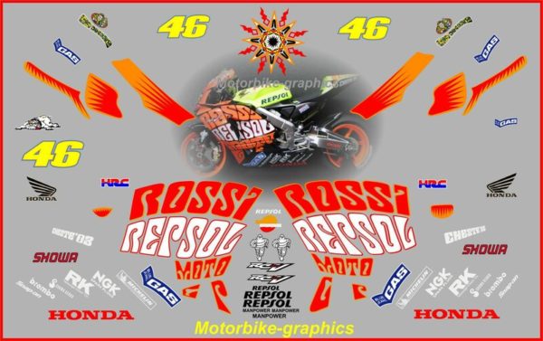 Honda Repsol Valencia Rossi Race Decal Kit 2003