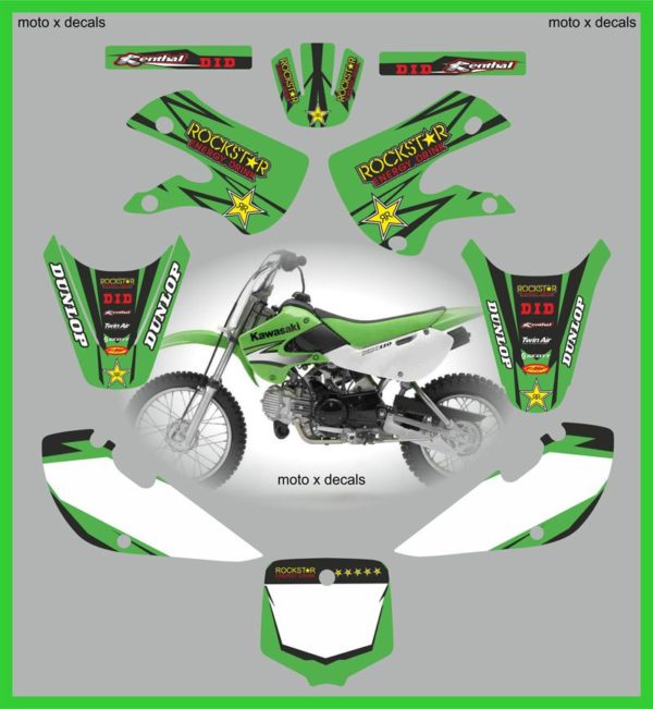 Kawasaki KLX110 Rockstar Green Decals Graphics Moto-X Decals rg1