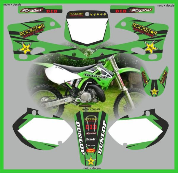 Kawasaki KX125-250 1999-2002 Rockstar Green MotoX Decals Graphics Stickers rg4