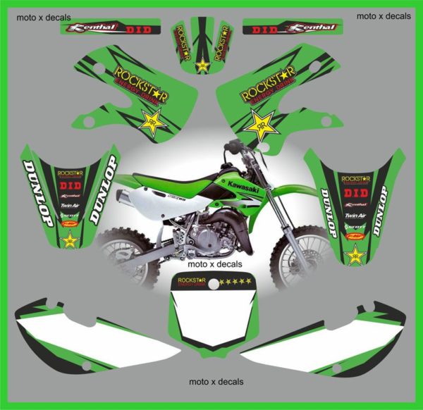 Kawasaki KX65 2007-2013 Rockstar Green Decals Graphics Moto-X Decals rg2