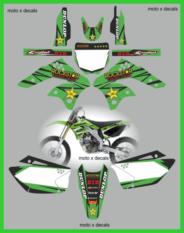 Kawasaki kxf250 2006-2008 Rockstar Green Moto-X Decals Graphics Stickers rg7