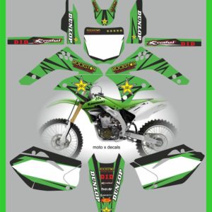 Kawasaki KXF450 2006-2008 Rockstar Green Moto X Decals Graphics Stickers rg10