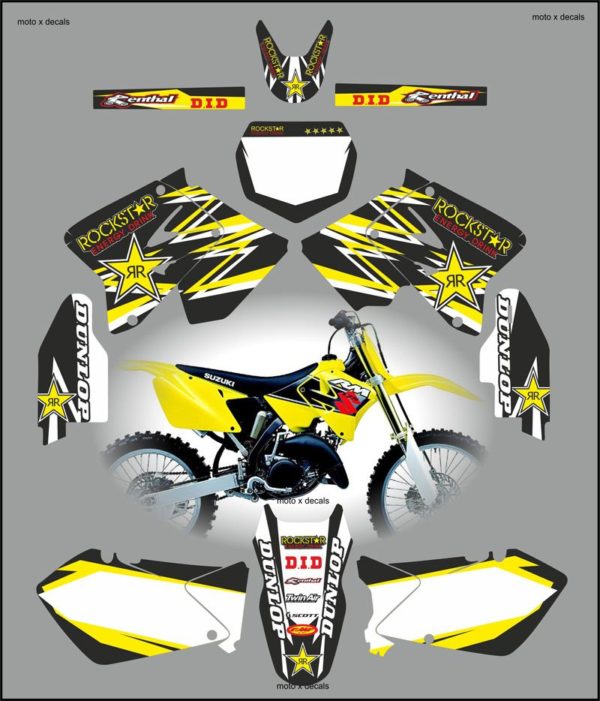 Suzuki RM125-250 2001-2012 Rockstar Black Decals Stickers Graphics rb3