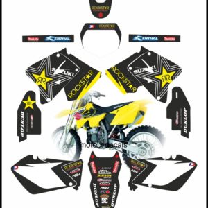 Suzuki RM125-250-2001-2012 Rockstar Black Moto-X Decals Graphics rb3