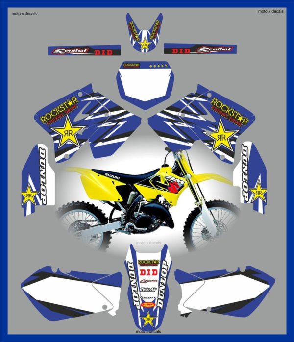 Suzuki RM125-250 2001-2012 Rockstar Blue Decals Stickers Graphics rc3