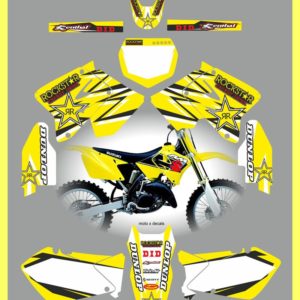 Suzuki RM125 -250 2001-2012 Rockstar Yellow Decals Stickers Graphics ry3