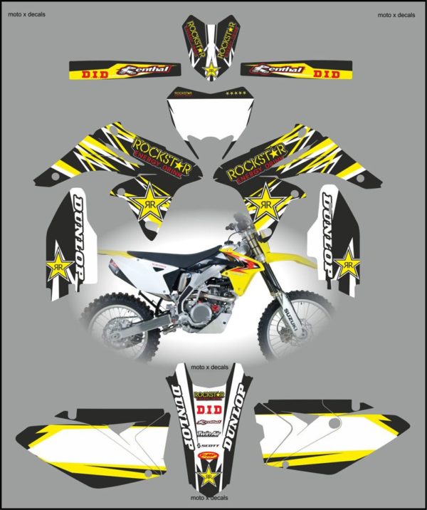 Suzuki RMX450 2010-2012 Rockstar Black Decals Stickers Graphics rb4