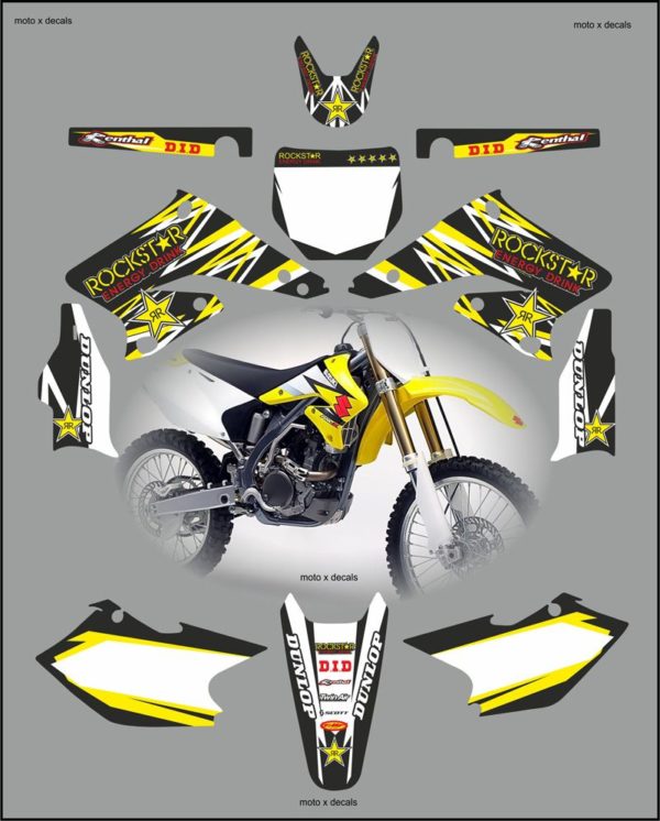 Suzuki RMZ250 2004-2006 Rockstar Black Decals Stickers Graphics rb8