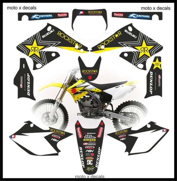 Suzuki RMZ250 2004-2006 Rockstar Blac Moto-X Decals Graphics rb4