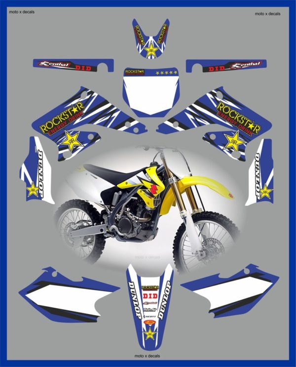 Suzuki RMZ250 2004-2006 Rockstar Blue Decals Stickers Graphics rc8