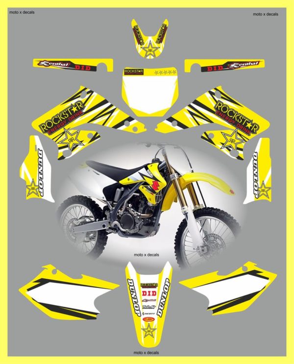 Suzuki RMZ250 2004-2006 Rockstar Yellow Decals Stickers Graphics ry8