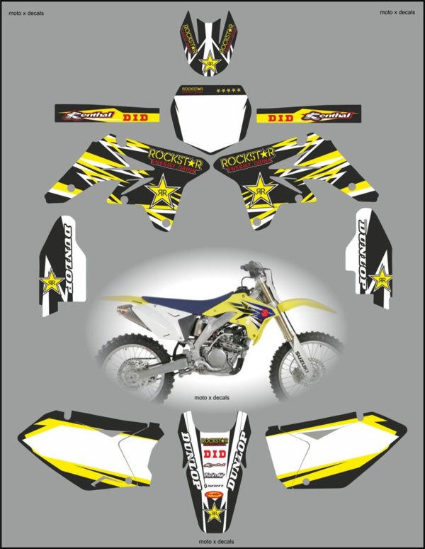 Suzuki RMZ250 2007-2009 Rockstar Black Decals Stickers Graphics rb9