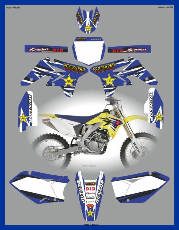 Suzuki RMZ250 2007-2009 Rockstar Blue Decals Stickers Graphics rc9