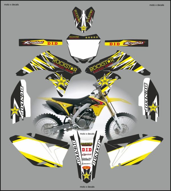 Suzuki RMZ250 2010-2013 Rockstar Black Decals Stickers Graphics rb10