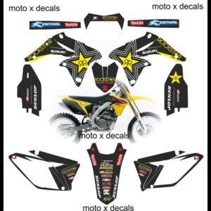 Suzuki RMZ250 2010-2013 Rockstar Black Moto-X Decals Graphics rb9